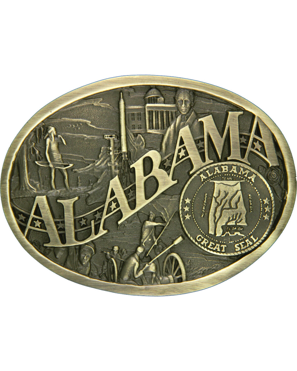 Image #1 - Montana Silversmiths Alabama State Heritage Attitude Belt Buckle, Gold, hi-res