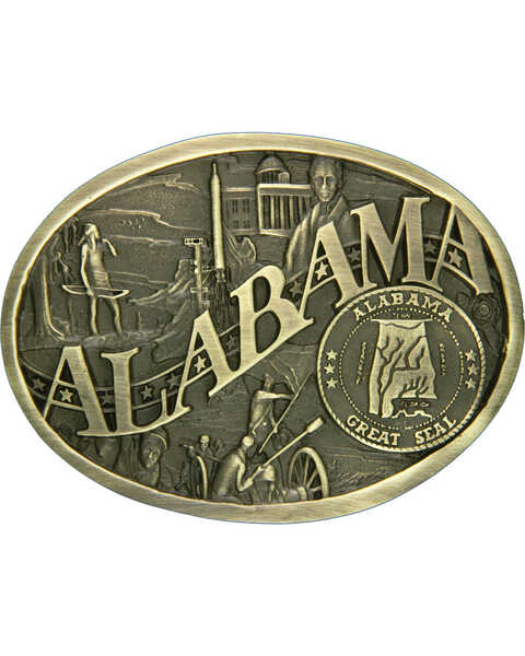 Montana Silversmiths Alabama State Heritage Attitude Belt Buckle, Gold, hi-res