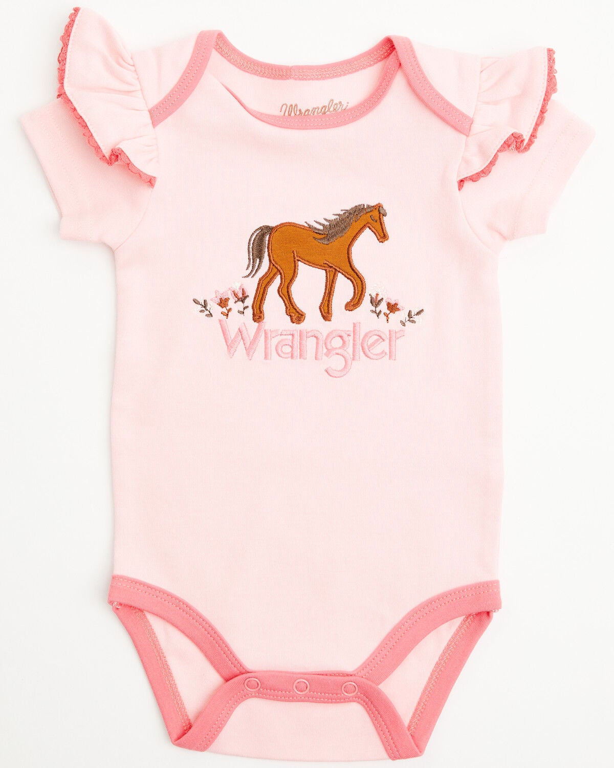 Image #1 - Wrangler Infant Girls' Horse Onesie, Pink, hi-res