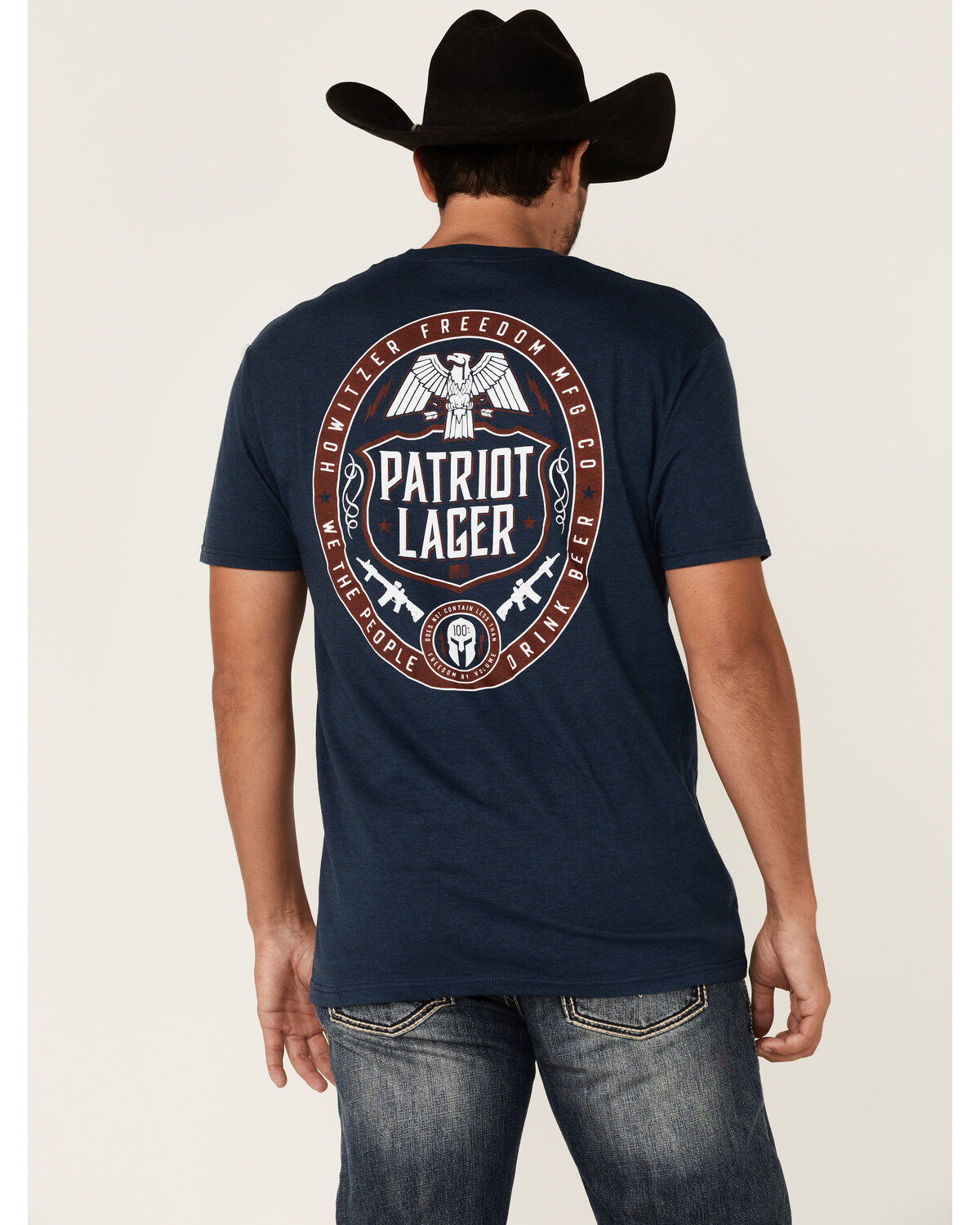 Image #4 - Howitzer Men's Patriot Lager Graphic Short Sleeve T-Shirt, Navy, hi-res