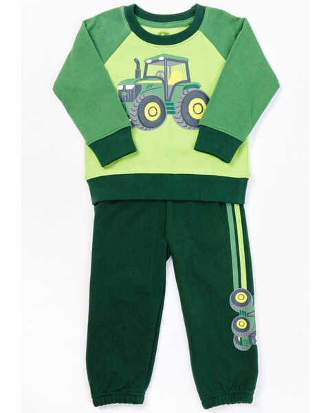 John Deere Infant Boys' 2-Piece Green Tractor Sweatshirt & Jogger Set, Green, hi-res
