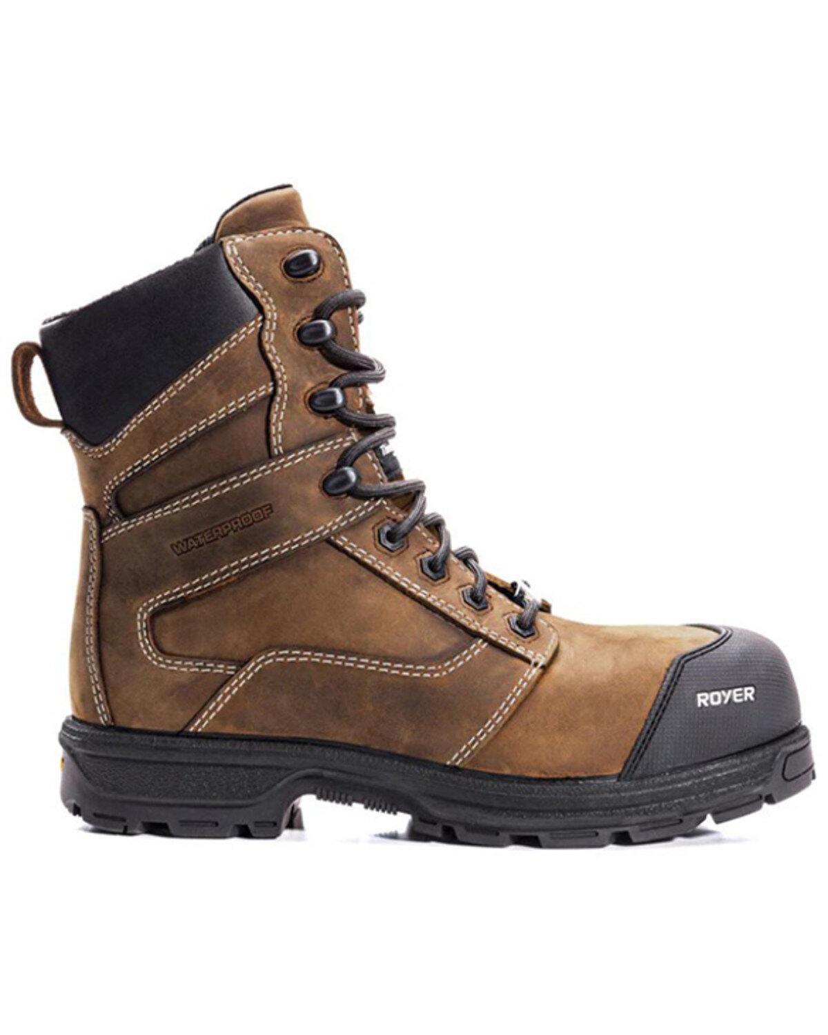 Image #2 - ROYER Men's 8" Agility Artic Grip Waterproof Work Boots - Composite Toe, Brown, hi-res