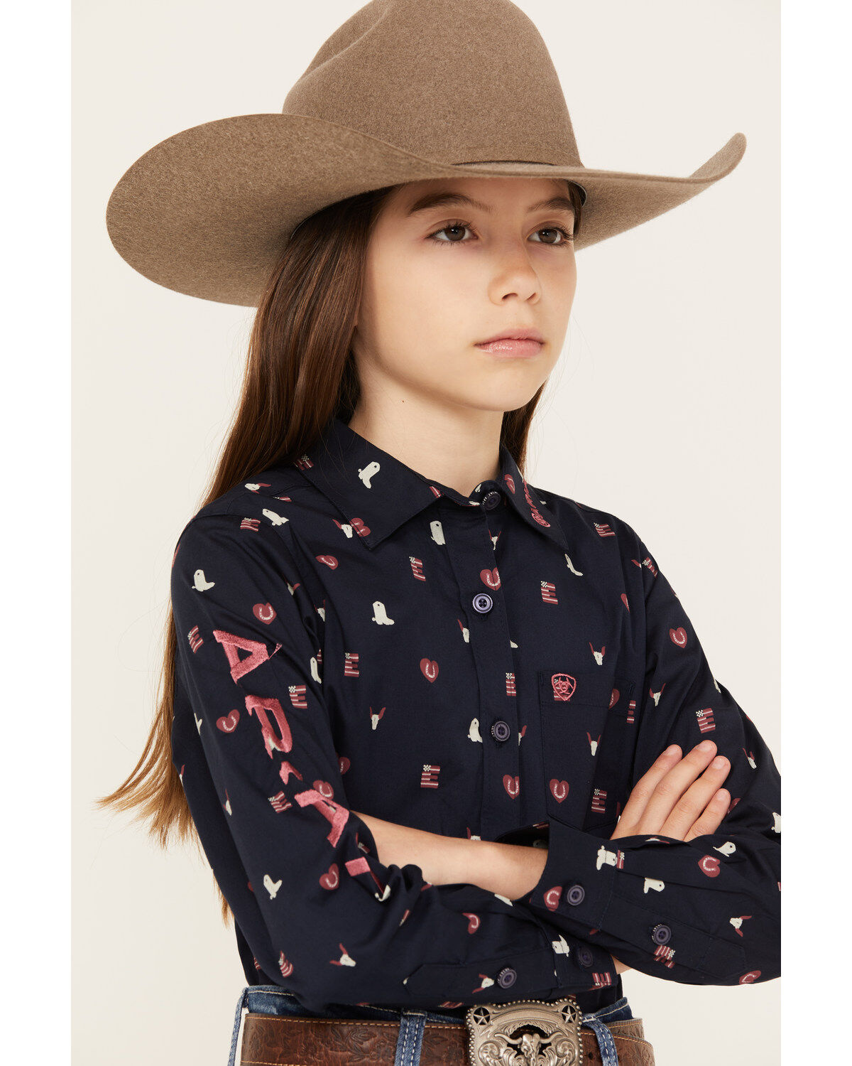 Image #2 - Ariat Girls' Team Kirby Long Sleeve Button Down Western Shirt, , hi-res