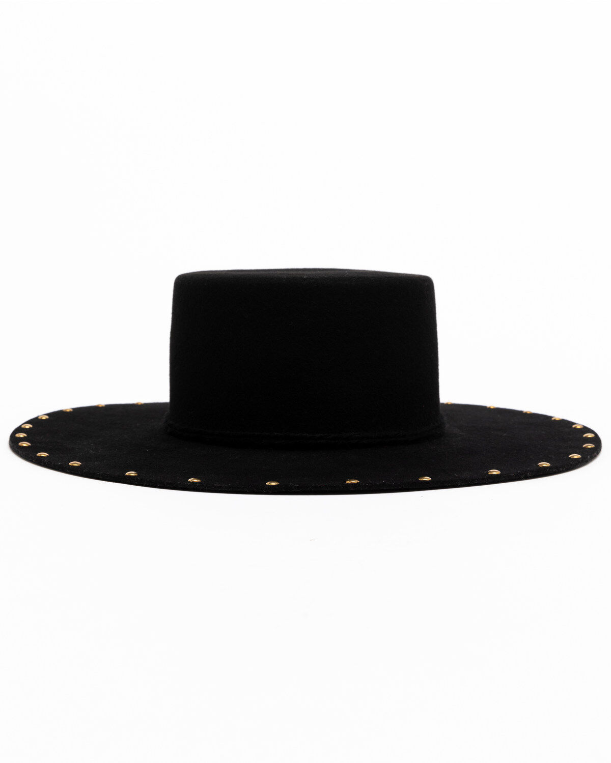Image #4 - Shyanne Women's Boater Gold Stud Western Wool Felt Hat , Black, hi-res