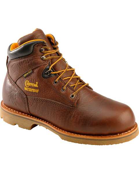 Image #1 - Chippewa Men's Waterproof & Insulated 6" Lace-Up Work Boots - Round Toe, Brown, hi-res