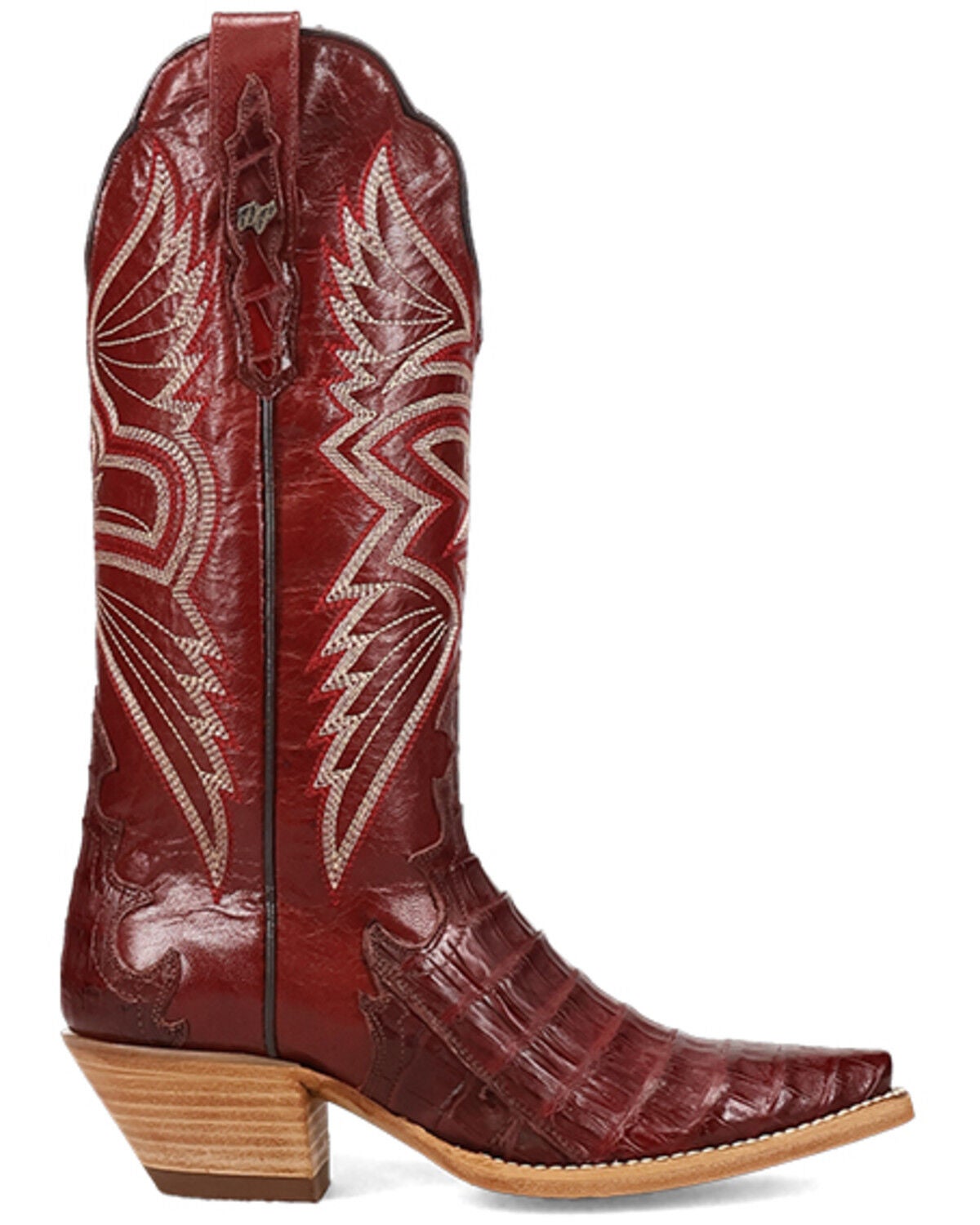 Image #2 - Dan Post Women's Concorde Exotic Caiman Western Boots - Snip Toe, Red, hi-res