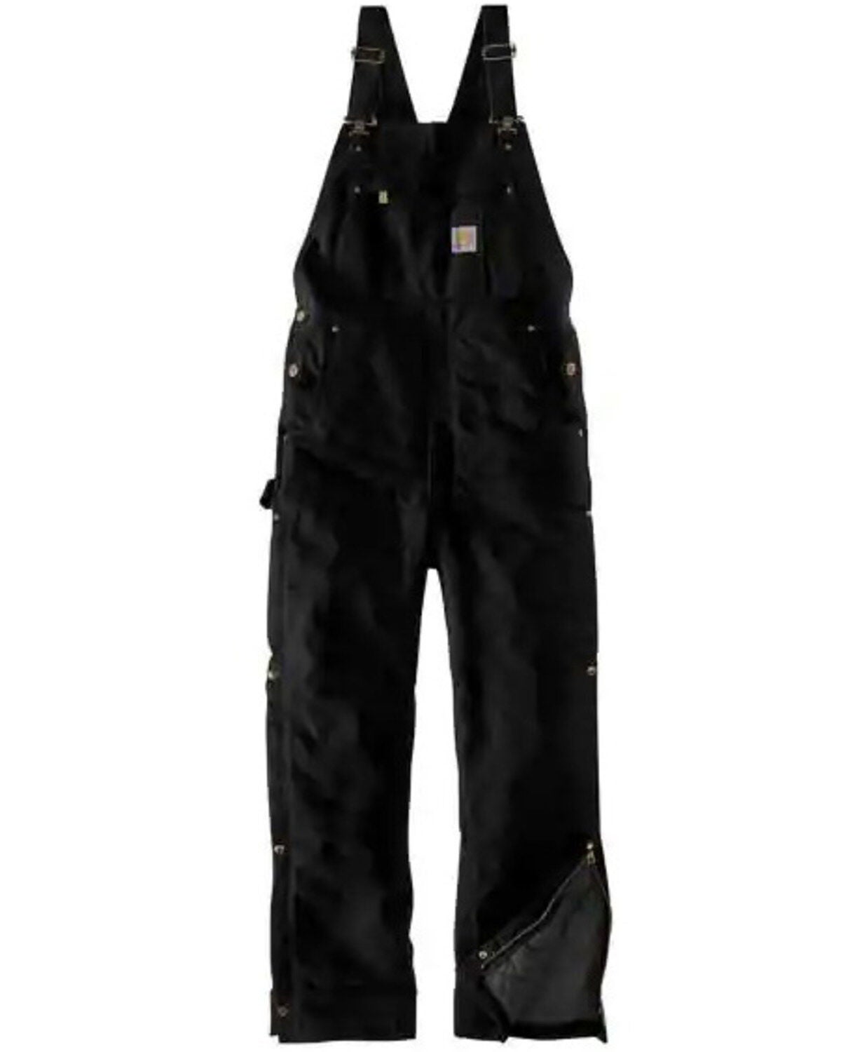 Carhartt Men's Firm Duck Insulated Bib Work Overalls - Tall, Black, hi-res