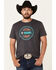 Image #1 - Rock & Roll Denim Men's Charcoal Circle Graphic Short Sleeve T-Shirt, Charcoal, hi-res