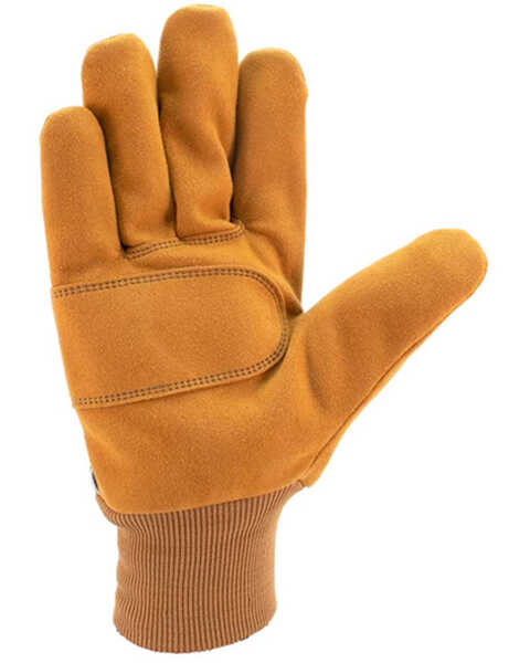 Carhartt Men's Synthetic Suede Knit Cuff Work Gloves, Brown, hi-res
