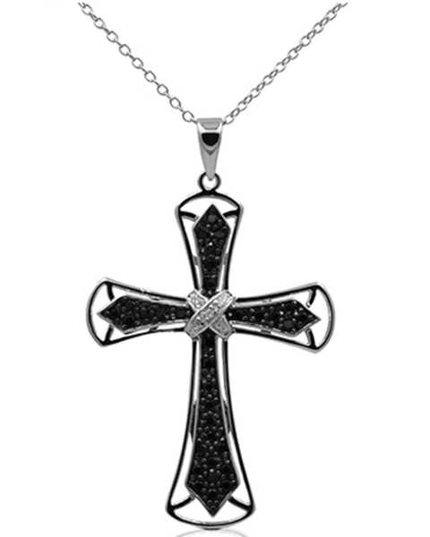 Image #1 - Kelly Herd Women's Marcasite Cross Pendant Necklace, Silver, hi-res
