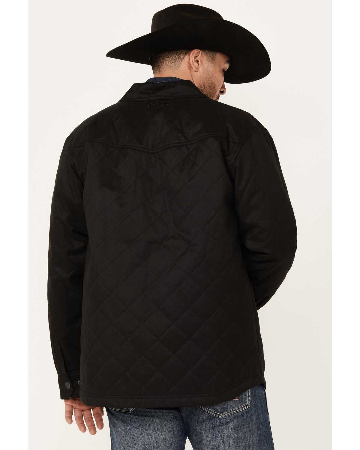 Image #4 - Ariat Men's Grizzly Solid Canvas Shirt Jacket, Black, hi-res