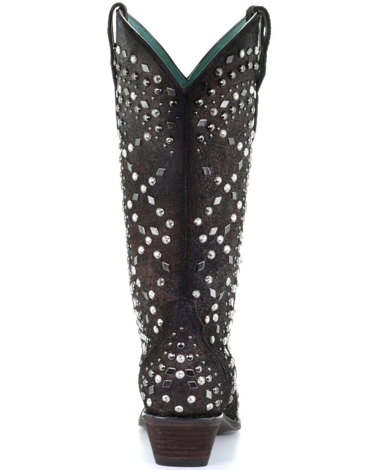 Image #4 - Corral Women's Dark Brown Full Studded Western Boots - Snip Toe, , hi-res