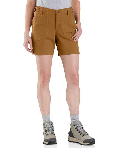 Carhartt Women's Rugged Flex® Relaxed Fit Canvas Work Shorts, Brown, hi-res