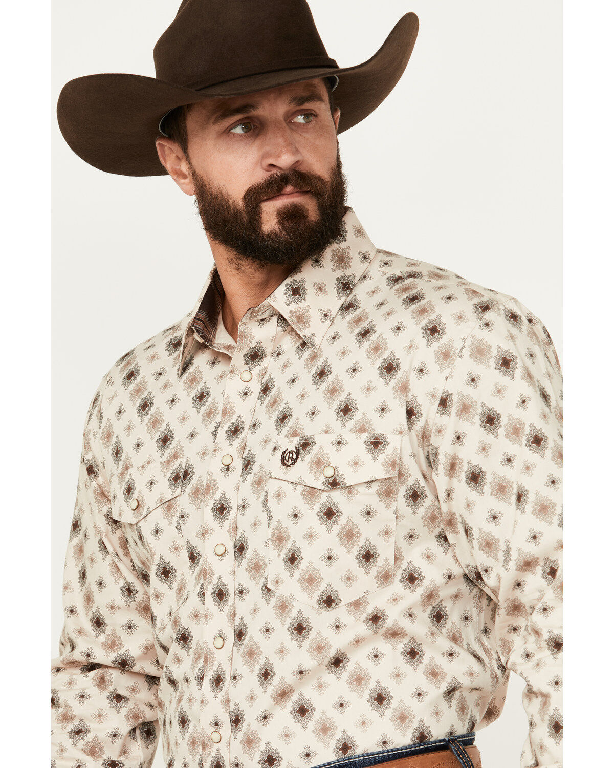 Image #2 - Panhandle Men's Select Medallion Print Long Sleeve Snap Western Shirt, , hi-res