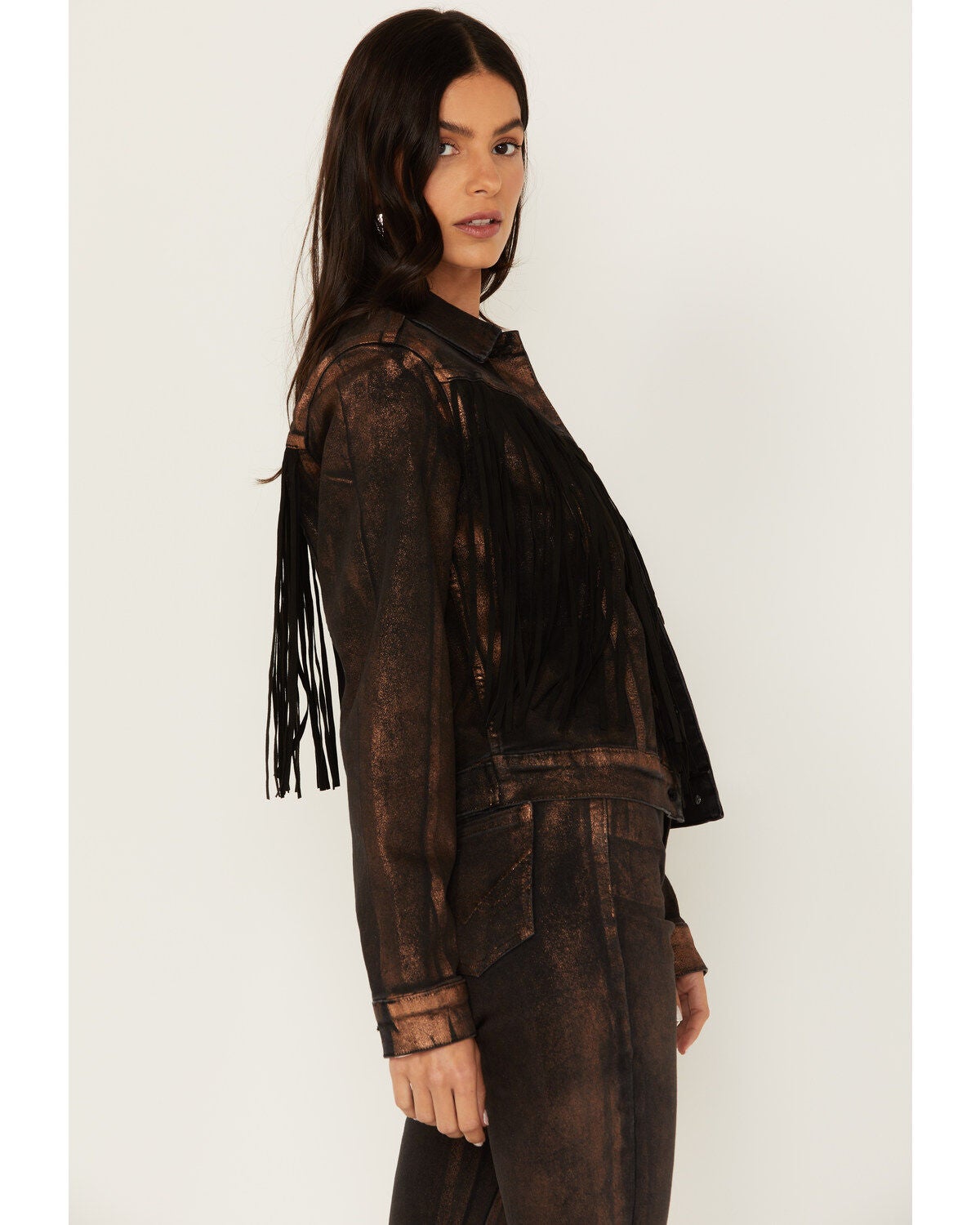 Image #2 - Idyllwind Women's Cropped Fringe Denim Jacket, , hi-res