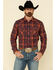 Image #2 - Wrangler Retro Premium Men's Navy Med Plaid Long Sleeve Western Shirt , , hi-res