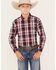 Image #1 - Panhandle Boys' Plaid Print Long Sleeve Snap Western Shirt, Maroon, hi-res