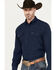 Image #2 - Wrangler Men's Solid Performance Long Sleeve Button Down Shirt, Navy, hi-res