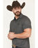 Image #2 - Cowboy Hardware Men's Geo Print Short Sleeve Snap Polo, Black, hi-res