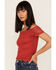 Image #2 - Panhandle Women's Floral Lace Off Shoulder Shirt, Red, hi-res