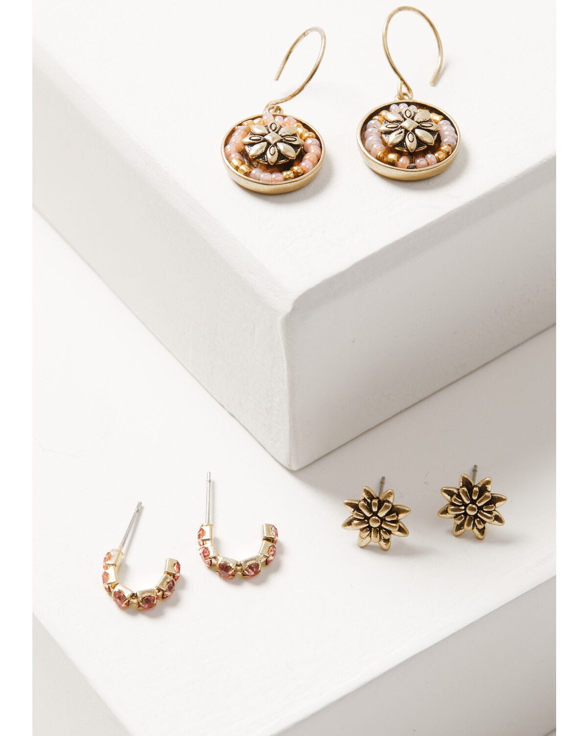 Image #1 - Lainey Wilson Women's Beaded Trio Earring Set - 3 Piece, Gold, hi-res