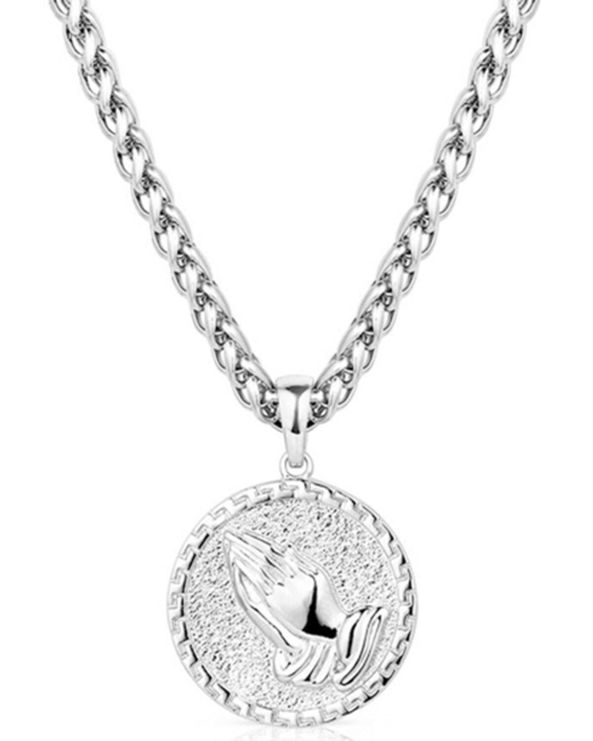 Montana Silversmiths Women's Praying Hands Pendant Necklace, Silver, hi-res