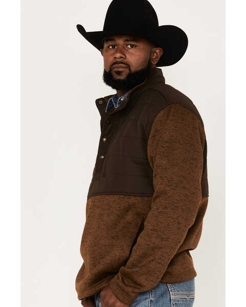 Ariat Men's Caldwell Solid 1/4 Snap Reinforced Fleece Pullover , Brown, hi-res