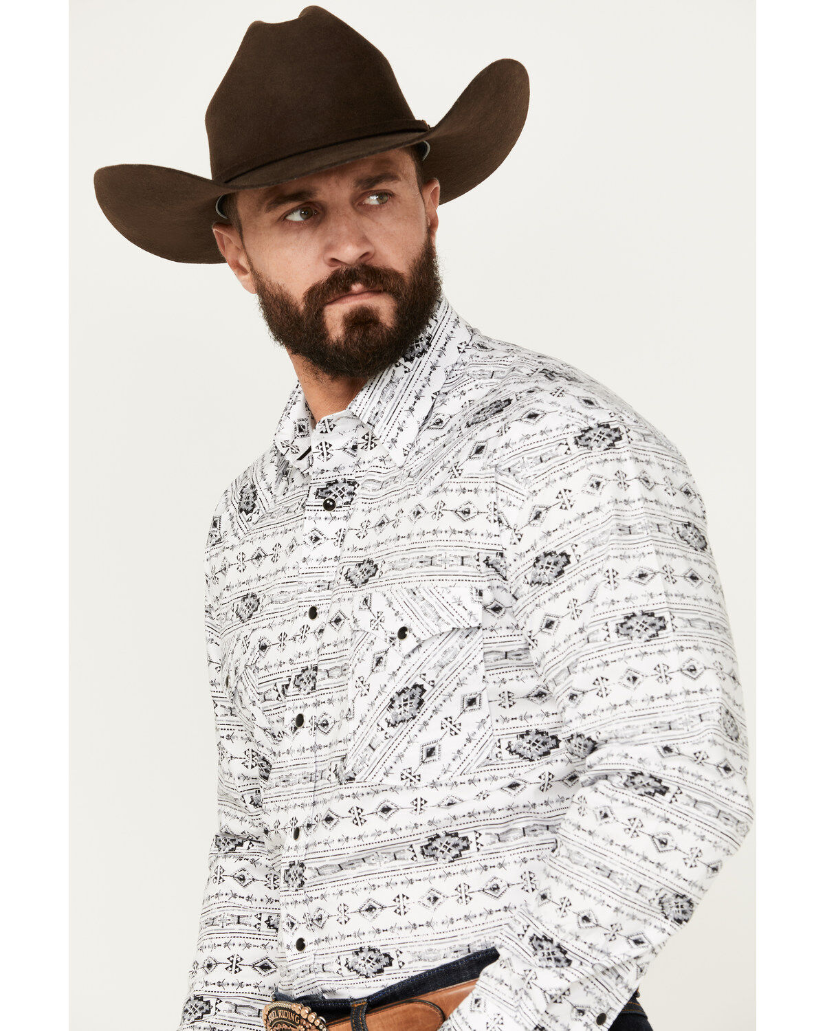 Image #2 - Rough Stock by Panhandle Men's Southwestern Print Ripstop Long Sleeve Snap Performance Western Shirt, , hi-res