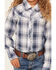 Image #3 - Ely Walker Girls' Embroidered Yoke Plaid Print Long Sleeve Pearl Snap Western Shirt, Blue, hi-res