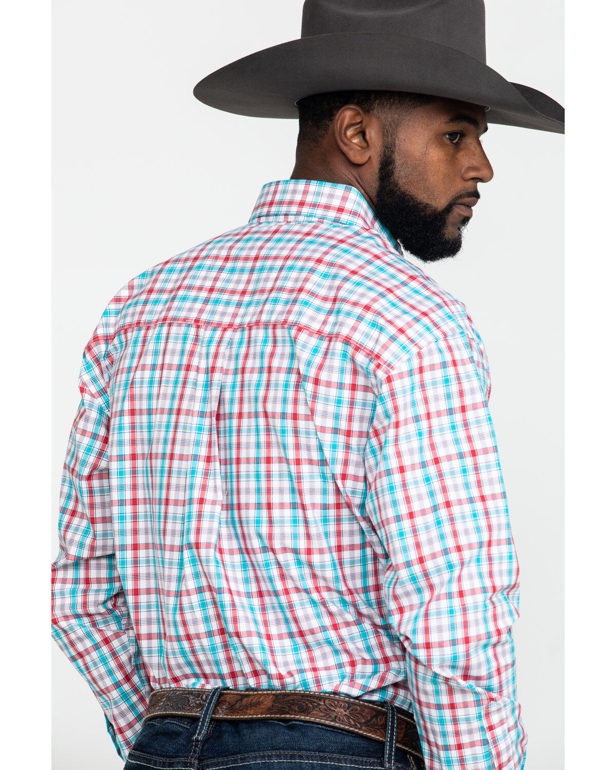 Image #5 - George Strait by Wrangler Men's Red Small Plaid Poplin Long Sleeve Western Shirt , , hi-res