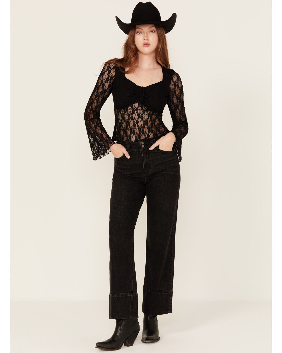 Dear John Women's Holly High Rise Wide Stretch Denim Jeans, Black, hi-res