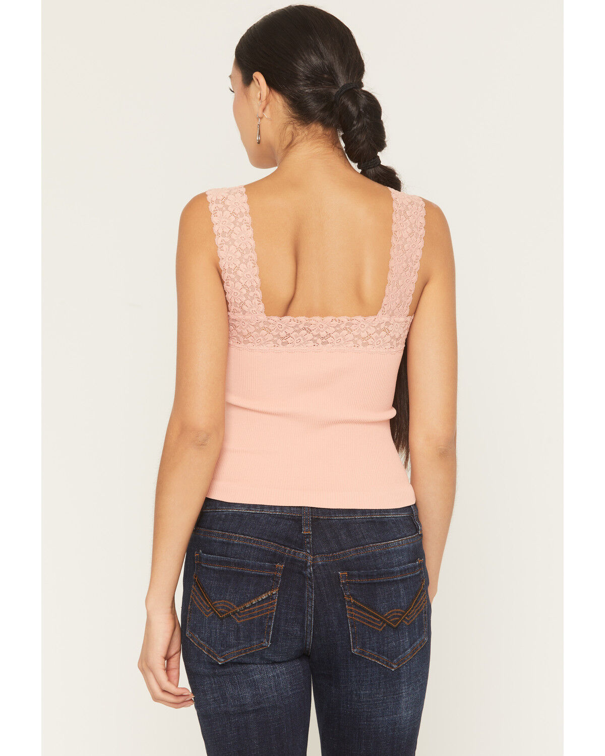 Image #4 - By Together Women's Seamless Lace Ribbed Tank, Rose, hi-res
