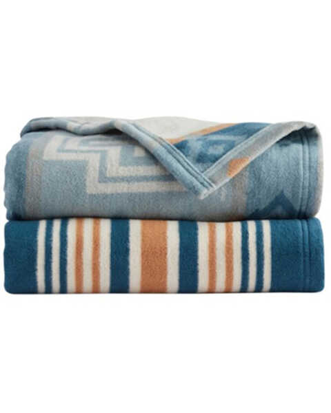 Pendleton San Marino / Stripe Organic Cotton Throw Gift Pack - 2 Pieces, Blue, hi-res