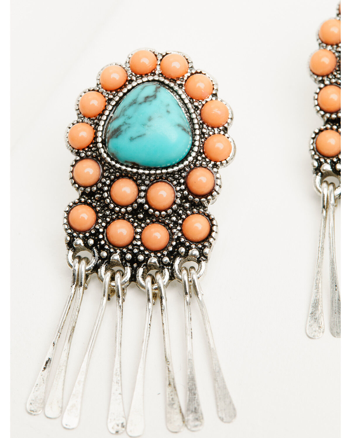 Image #2 - Shyanne Women's Beaded Fringe Statement Earrings, Silver, hi-res
