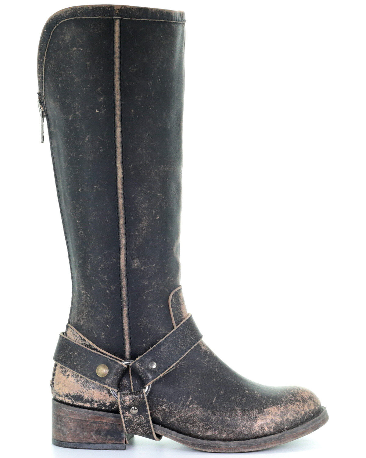 Image #2 - Corral Women's Distressed Harness Western Boots - Round Toe, Black, hi-res