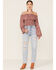 Beyond The Radar Women's Ditsy Smocked Peasant Top, Burgundy, hi-res