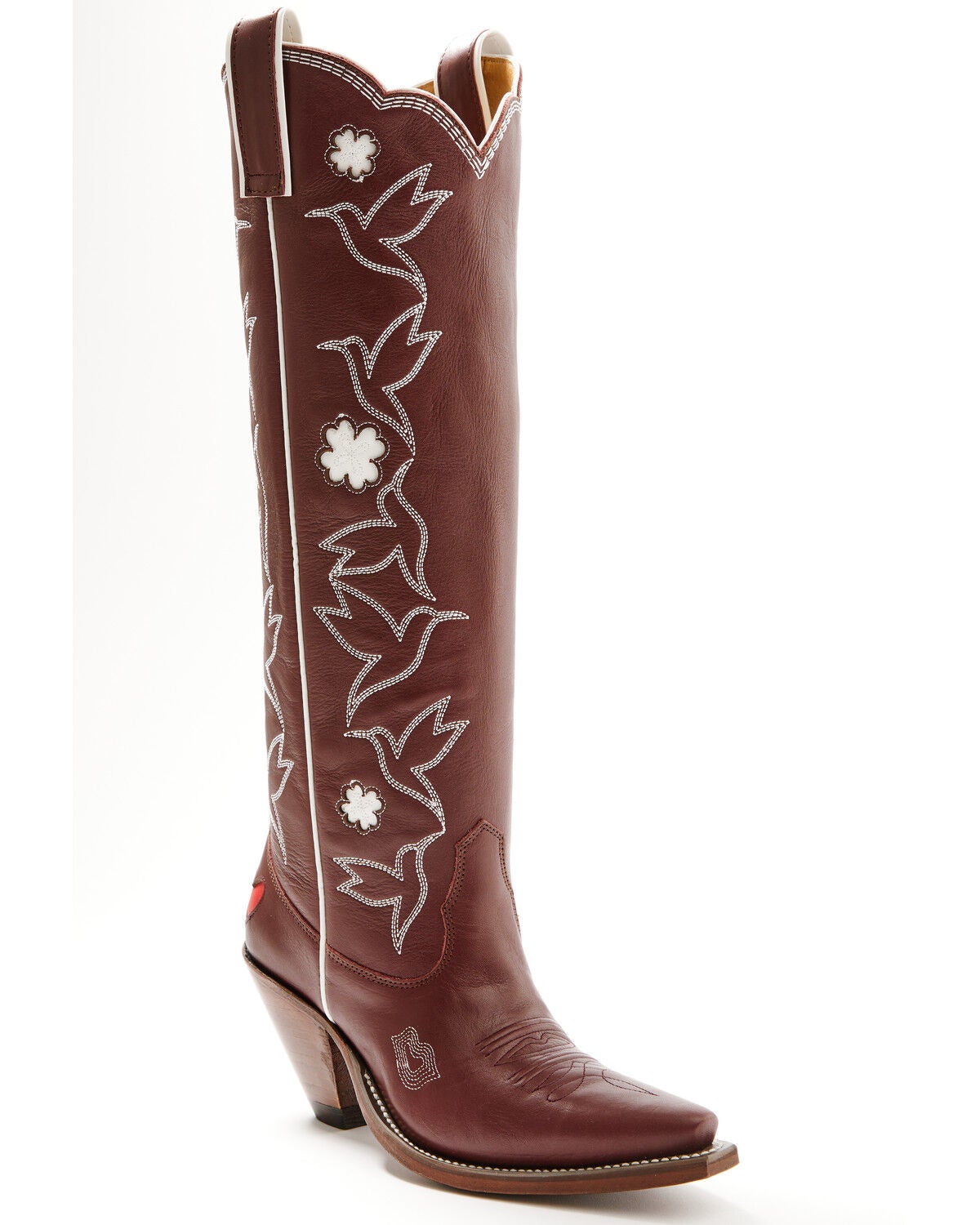 Besita Boots Women's The Honey Bird Embroidered Tall Western Boots - Snip Toe, Wine, hi-res