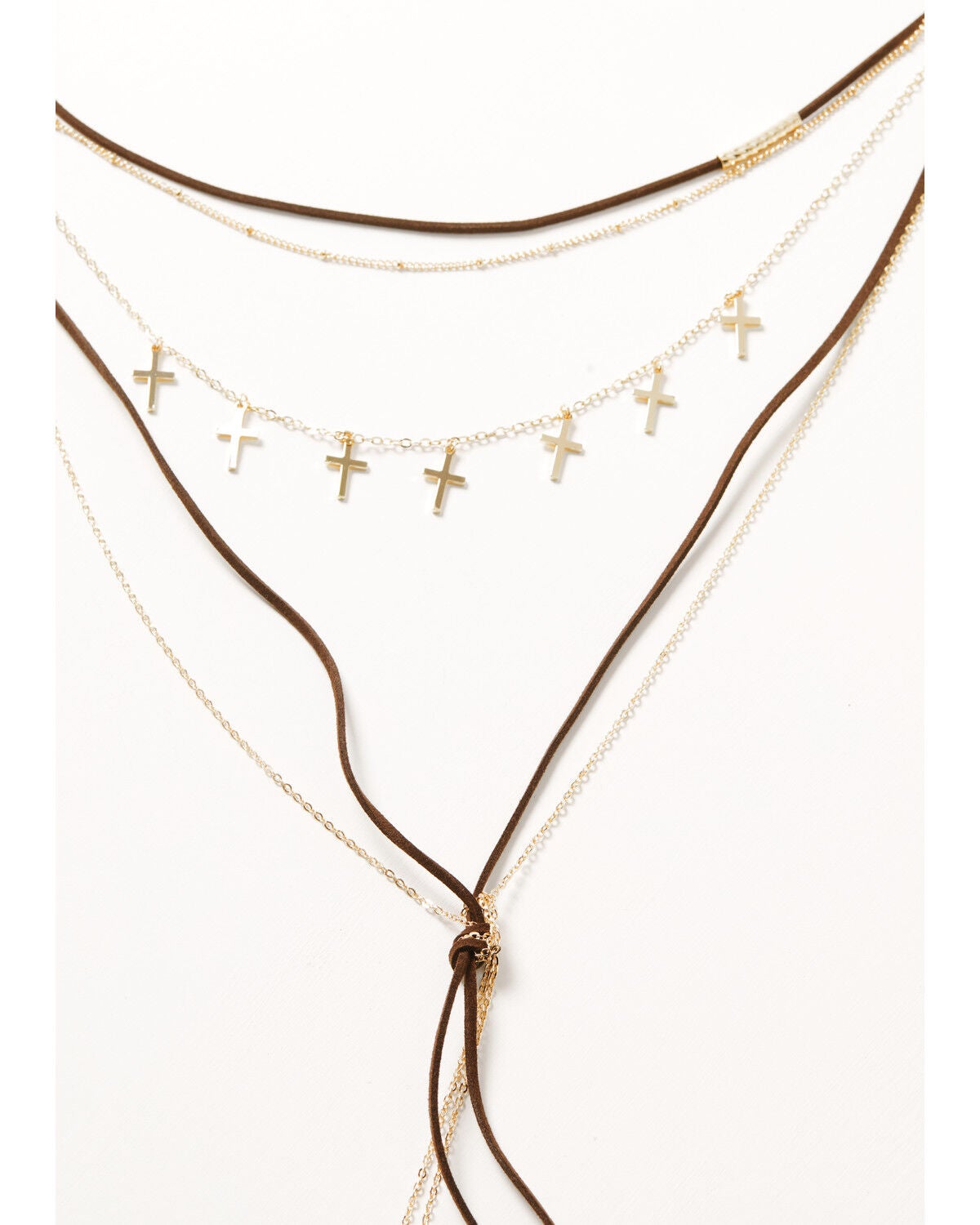 Shyanne Women's Cross Charm Layered Festival Necklace, Gold, hi-res