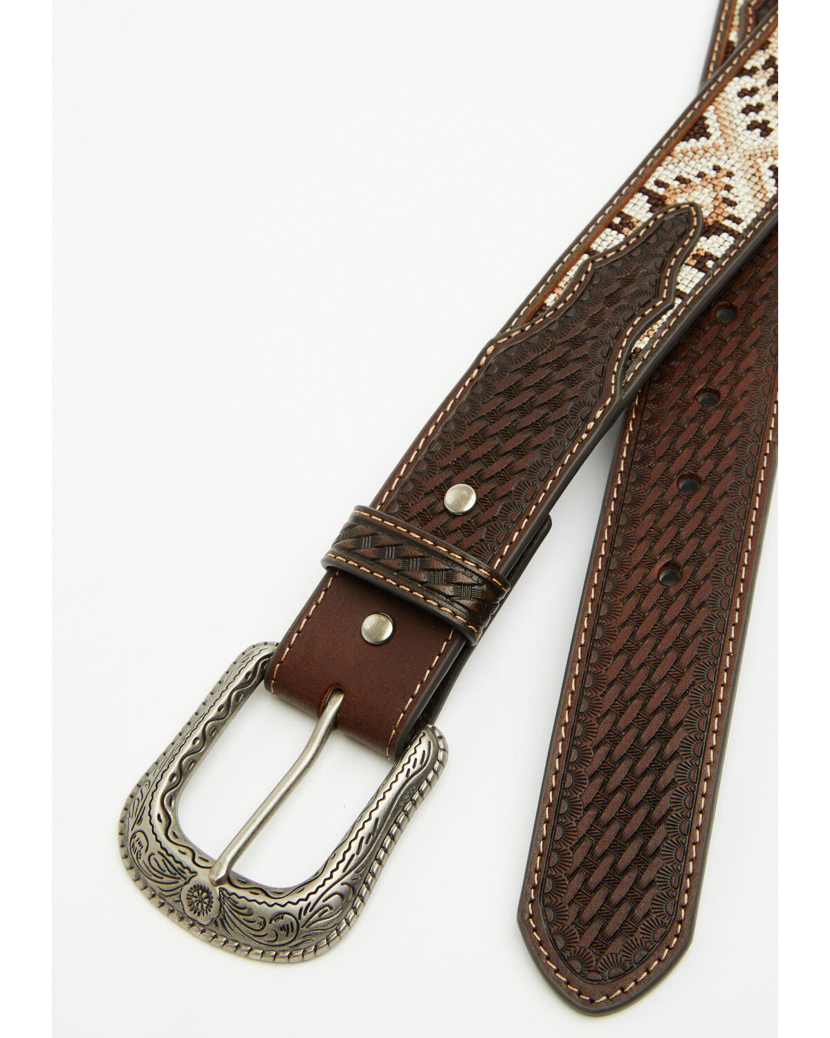 Image #2 - Cody James Men's Tucker Southwestern Leather Belt, Black, hi-res