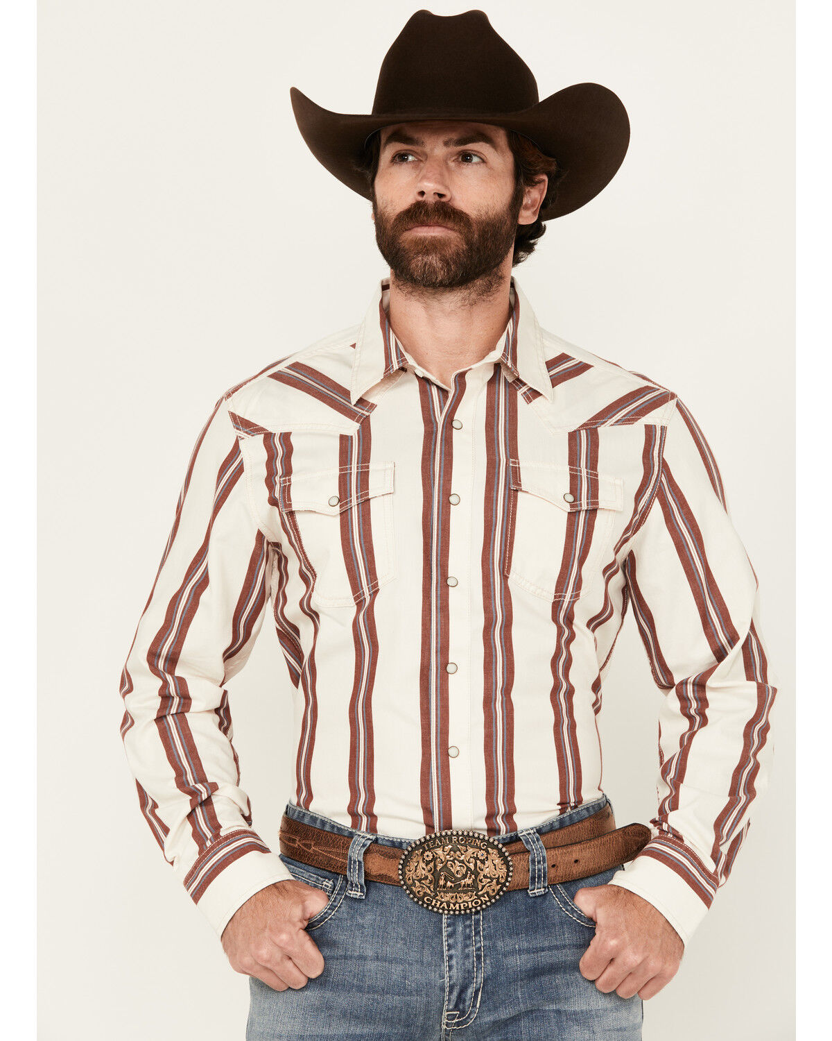 Wrangler Retro Men's Striped Long Sleeve Snap Western Shirt