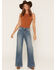 Image #3 - Grace in LA Women's  Medium Wash High Rise Horse Pocket 32" Trouser Stretch Denim Jeans, Medium Wash, hi-res