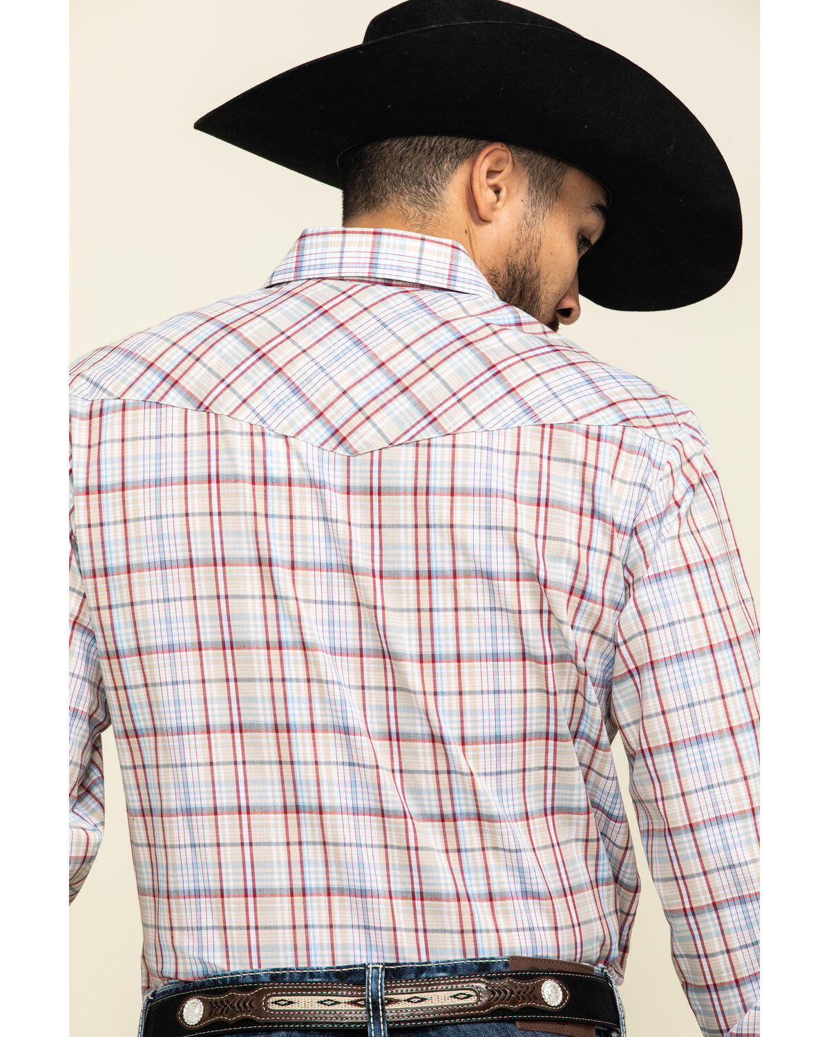 Image #5 - Roper Men's Classic Tan Plaid Long Sleeve Western Shirt, Tan, hi-res
