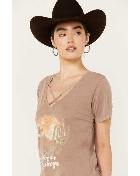 Image #2 - White Crow Women's Here For The Cowboys Short Sleeve Graphic Tee, Brown, hi-res