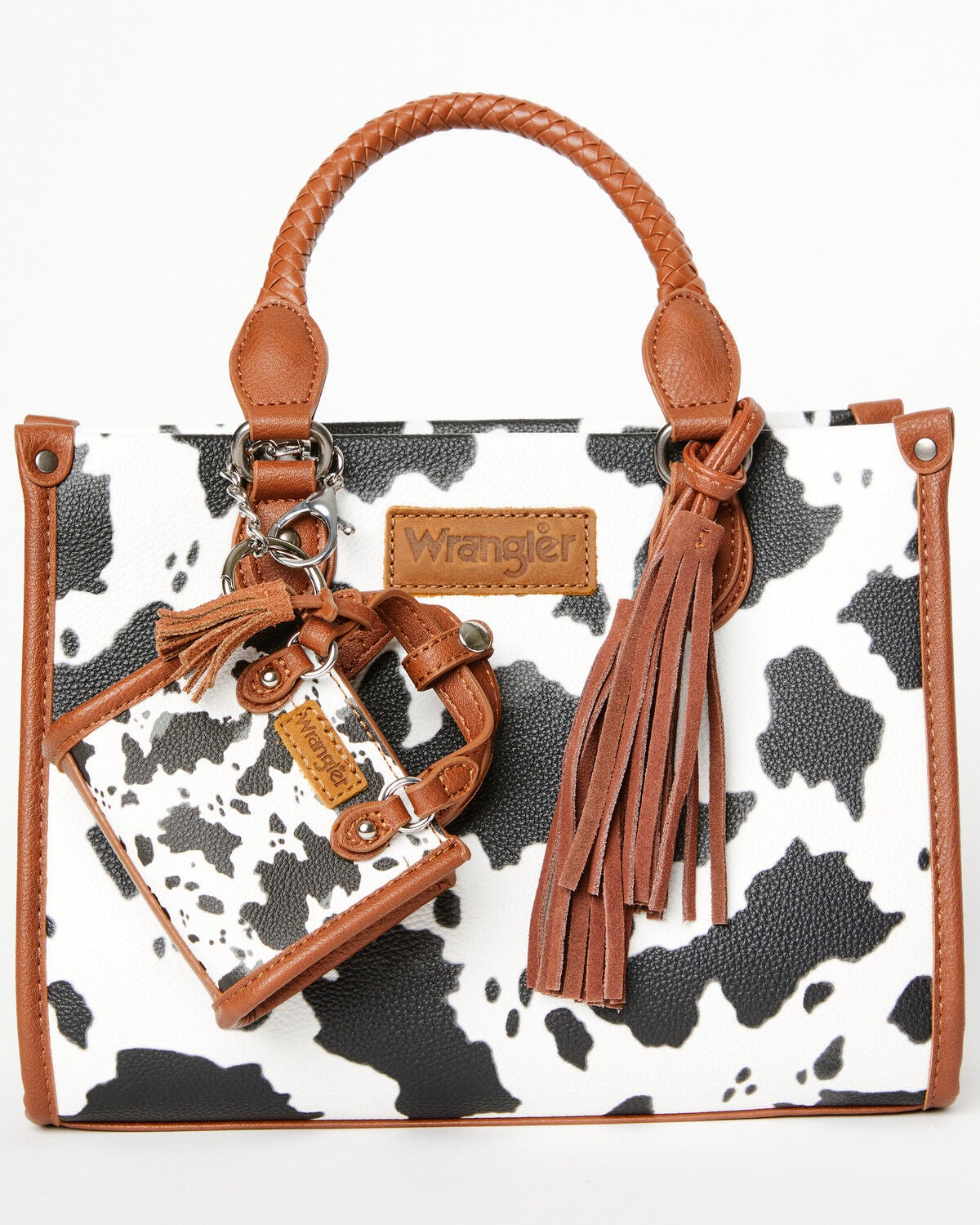 Wrangler X Boot Barn Cow Print Mini Handbag Charm, Multi, hi-res