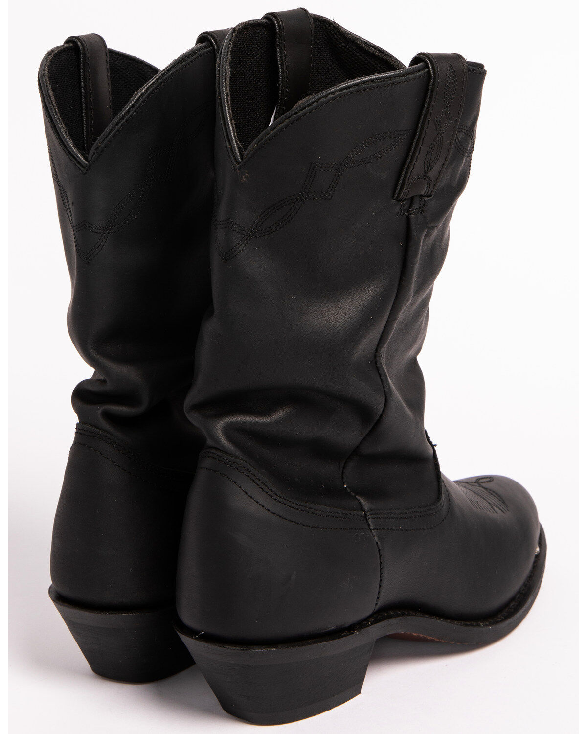 ladies black leather slouch boots