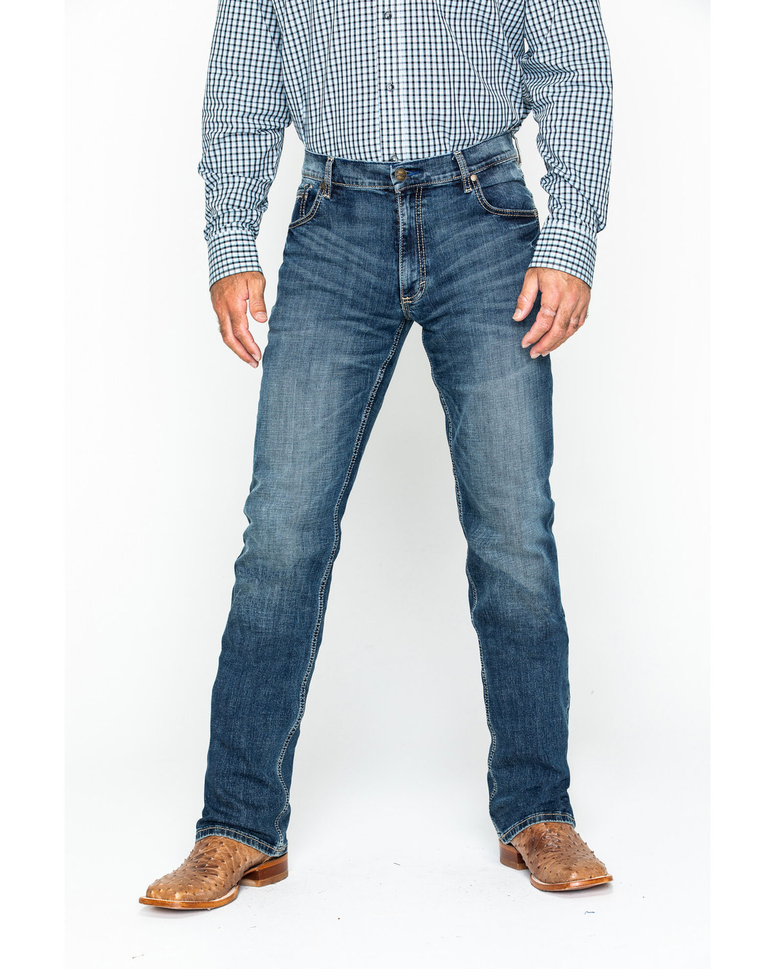 Image #2 - Wrangler Retro Men's Layton Medium Wash Low Rise Slim Bootcut Jeans - Tall, Indigo, hi-res