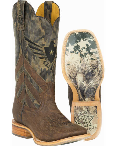Image #1 - Tin Haul Sergeant at Arms Screaming Eagle Cowboy Boots - Wide Square Toe , , hi-res
