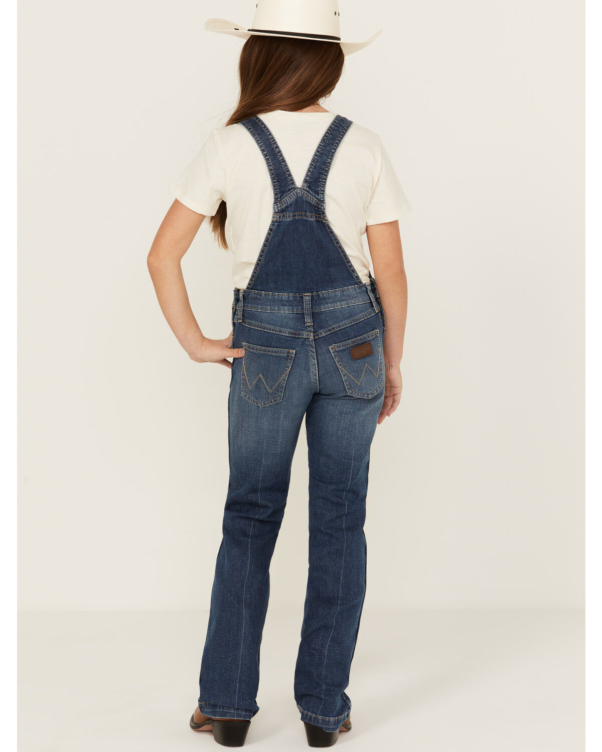 Image #3 - Wrangler Girls' Tegan Medium Wash Denim Overalls, Medium Wash, hi-res