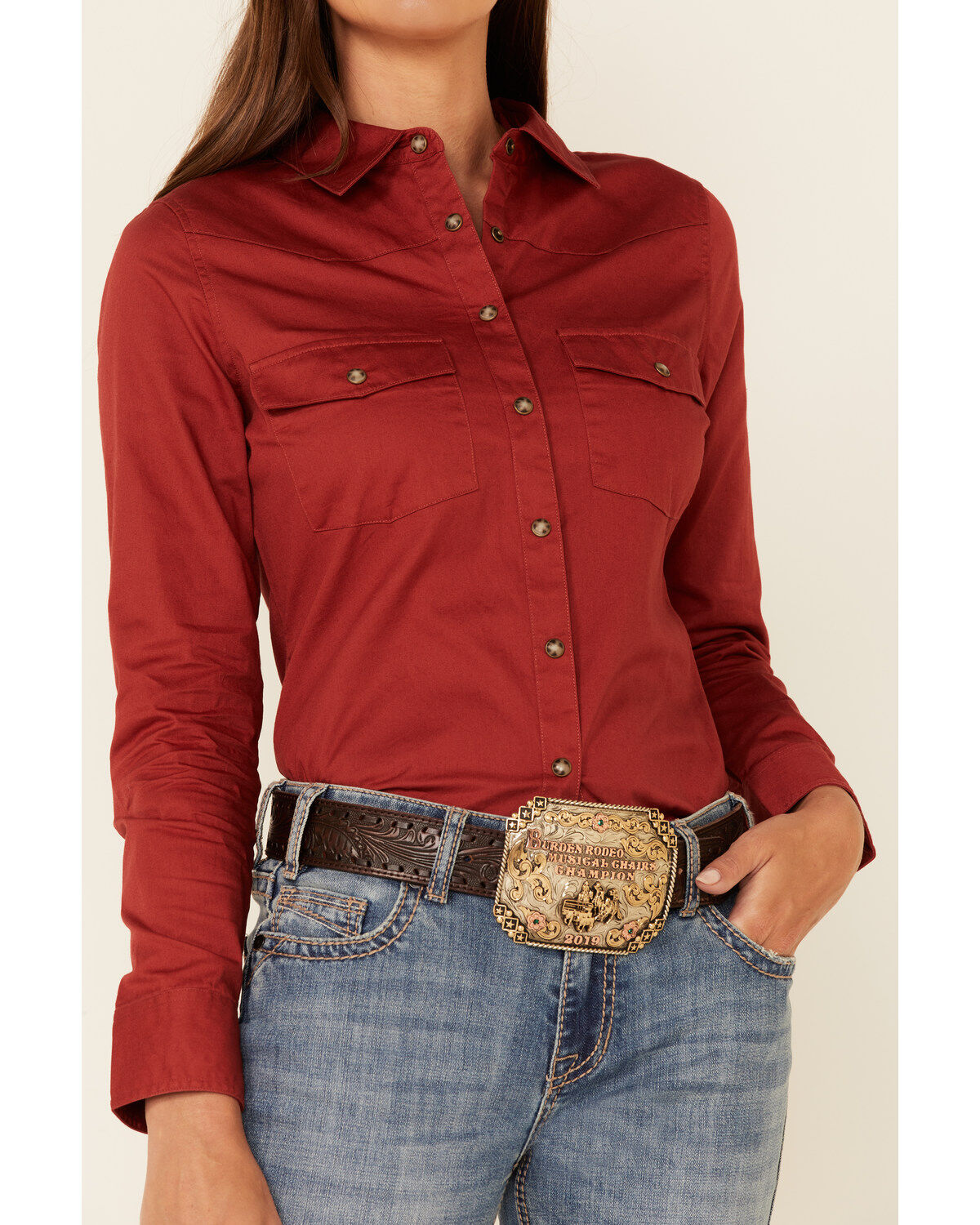Image #3 - Shyanne Women's Solid Bossa Nova Red Long Sleeve Snap Western Core Riding Shirt , , hi-res