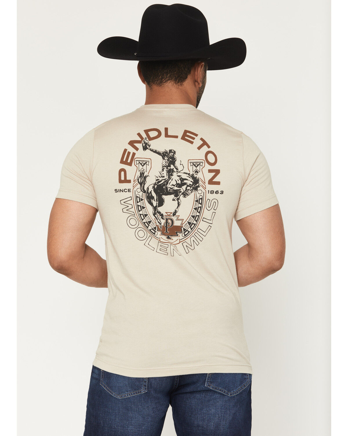Image #1 - Pendleton Men's Rodeo Horseshoe Short Sleeve Graphic T-Shirt, Tan, hi-res